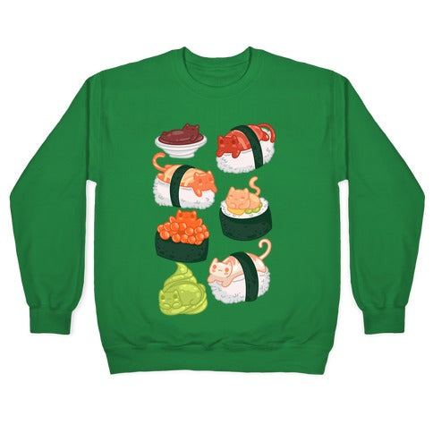 Sushi Cats Pattern Crewneck Sweatshirt